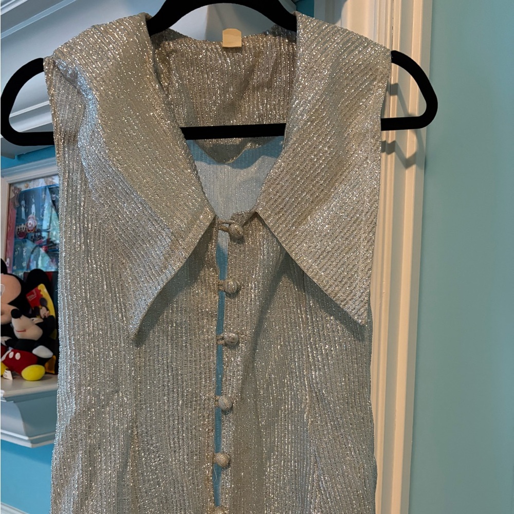 Shimmering Silver Sleeveless Top